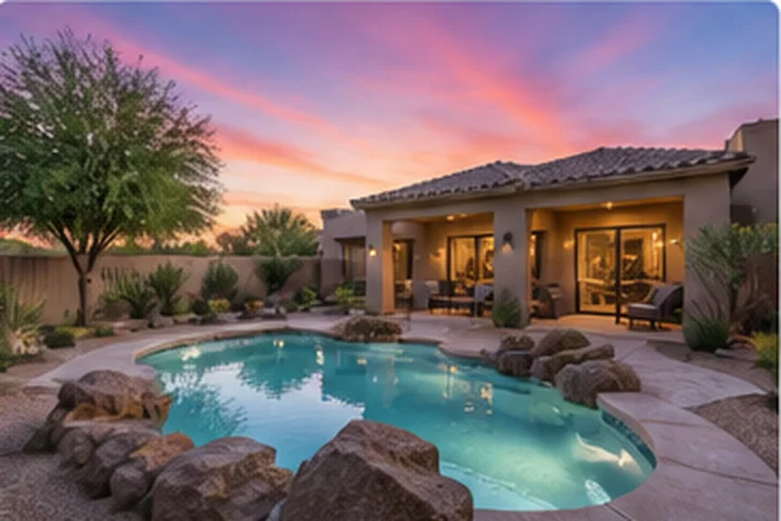 Illustrative North Scottsdale family home with diving pool